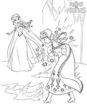 coloriage reine des neige Elsa blesse accidentellement Anna